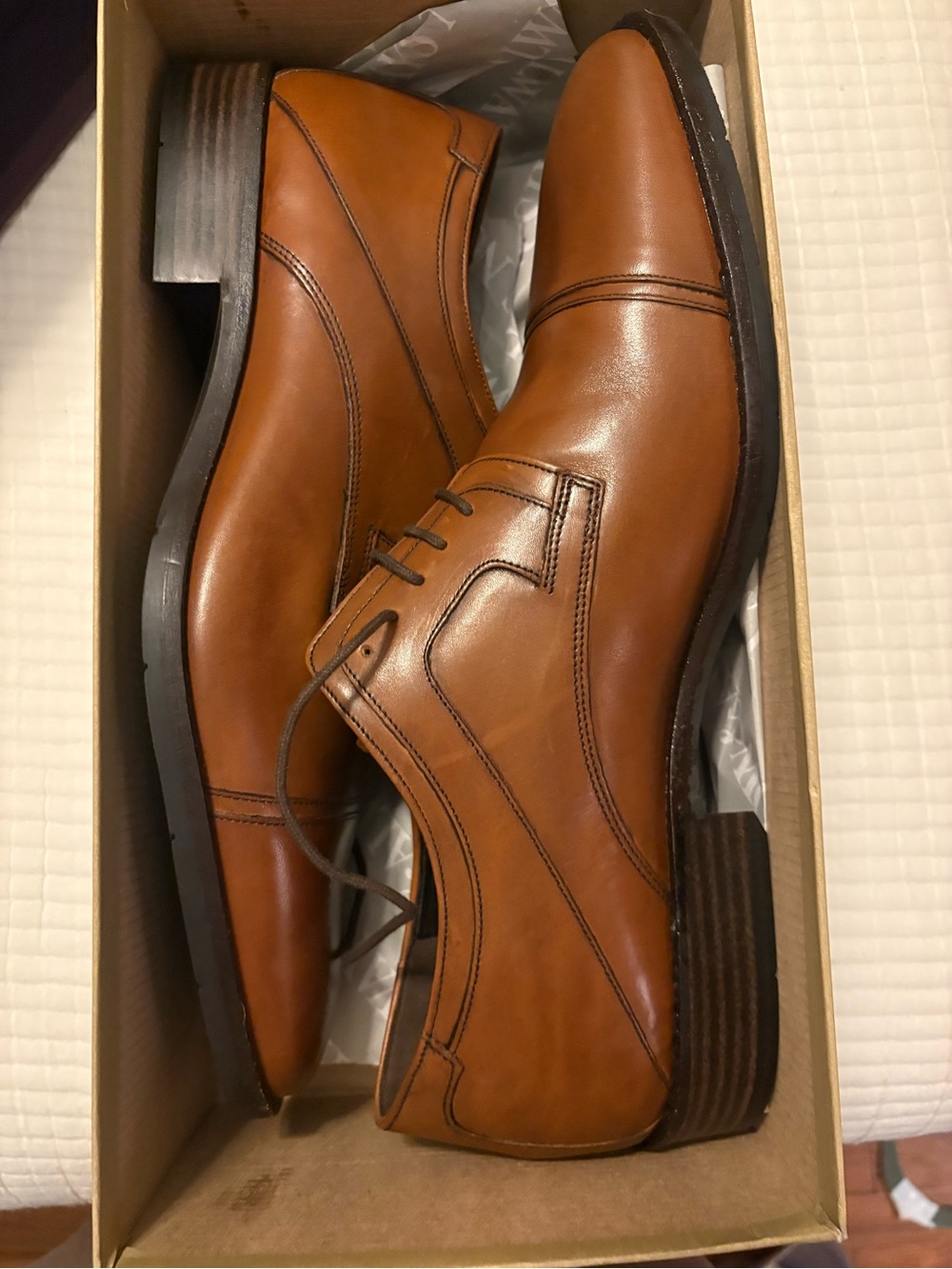 Johnston & Murphy Men's Brown Leather Dress Slip-Ons